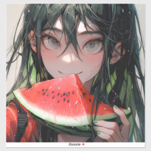 Juicy Summer Watermelon Anime Girl Sticker