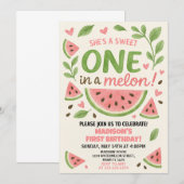 Juicy Watermelon 1st Birthday Invitation Kaart (Voorkant / Achterkant)
