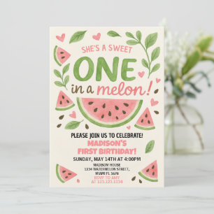 Juicy Watermelon 1st Birthday Invitation Kaart