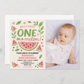 Juicy Watermelon 1st Birthday Invitation Kaart (Voorkant / Achterkant)