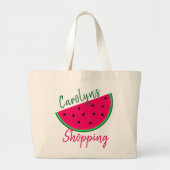 Juicy Watermelon, boodschappenzak, jouw naam Grote Tote Bag (Voorkant)