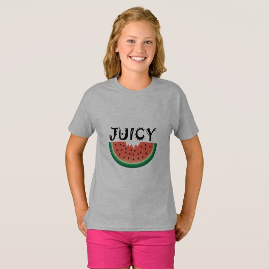Juicy Watermelon - Girls' Basic T-Shirt (Voorkant volledig)