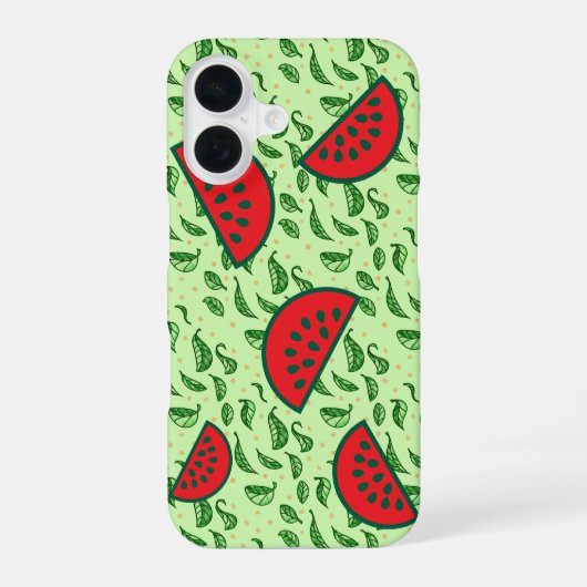 Juicy Watermelon & Leaf iPhone 16 Hoesje (Achterkant)