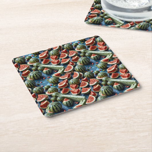 Juicy Watermelon Pattern Design 2 Kartonnen Onderzetters (Schuin)