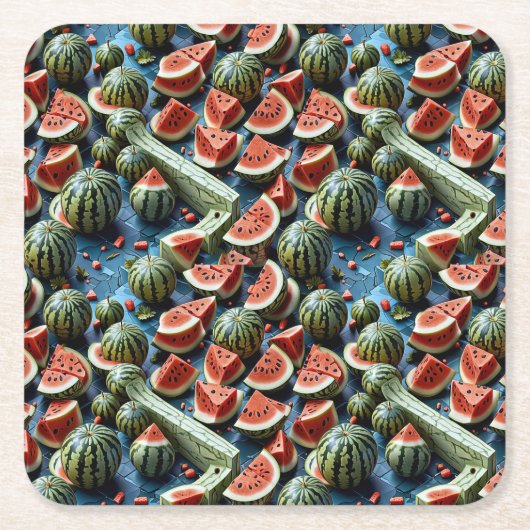 Juicy Watermelon Pattern Design 2 Kartonnen Onderzetters (Voorkant)