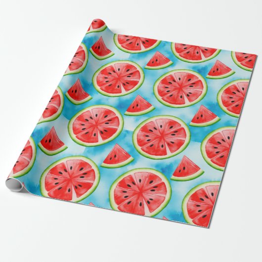  Juicy WATERMELON pattern in watercolor pattern  Cadeaupapier (Uitgerold)