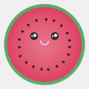 Juicy Watermelon Slice Cute Kawaii Funny Foodie Ronde Sticker