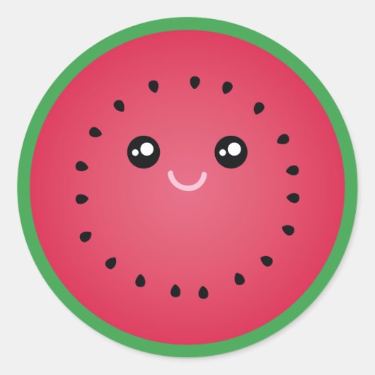 Juicy Watermelon Slice Cute Kawaii Funny Foodie Ronde Sticker (Voorkant)