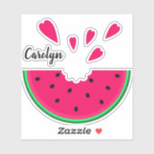 Juicy watermelonbeet met hart, jouw naam sticker (Vel)