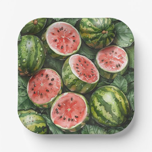 Juicy Watermelons Papier Borden Papieren Bordje (Voorkant)