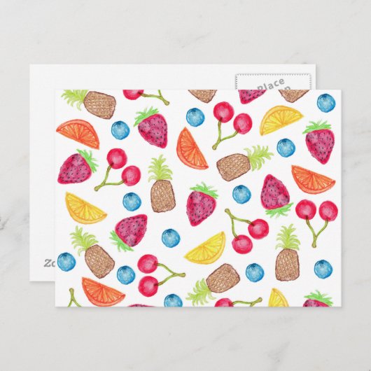 Juicy Waterverf Hand Painted Fruit Pattern Briefkaart (Voorkant / Achterkant)
