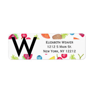 Juicy Waterverf Hand Painted Fruit Pattern Etiket