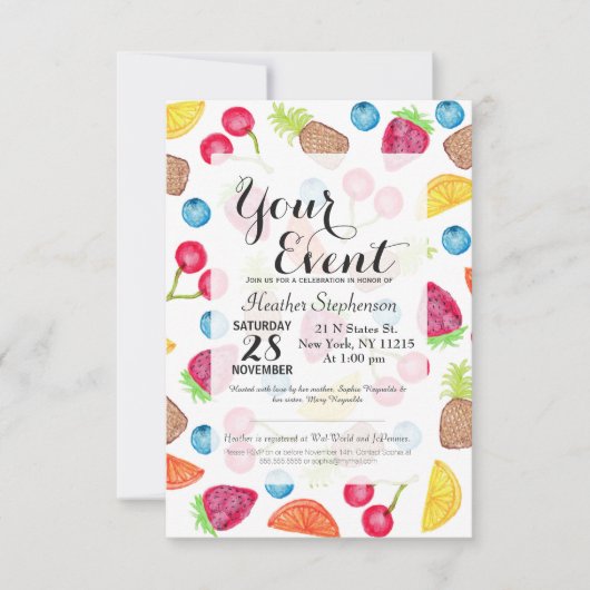 Juicy Waterverf Hand Painted Fruit Pattern Kaart (Voorkant)