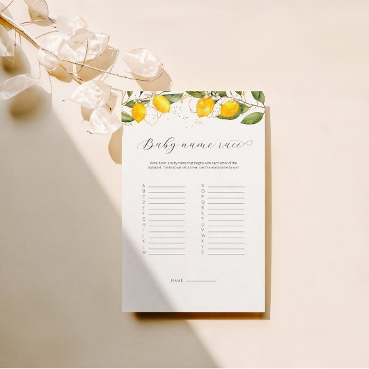 Juicy Yellow Baby Name Race Baby shower Game