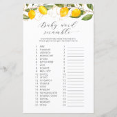 Juicy Yellow Baby Word Scramble Baby shower Game (Voorkant)