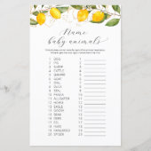 Juicy Yellow Name Baby Animals Baby shower Game (Voorkant)