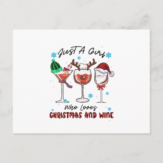 Juist een meisje dat van Kerstmis en wijn houdt Briefkaart (Voorkant)