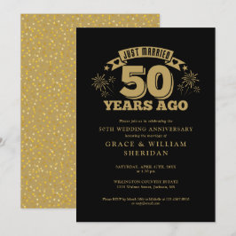 Juist getrouwd 50ste huwelijksjubileum Goud Zwart Kaart