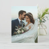 Juist Getrouwd Script Huwelijksfoto Aankondiging (Staand voorkant)