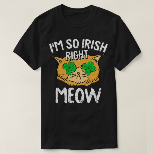 Juist Meow St Patricks Day Funny Cat Shamrock Iris T-shirt (Design voorkant)