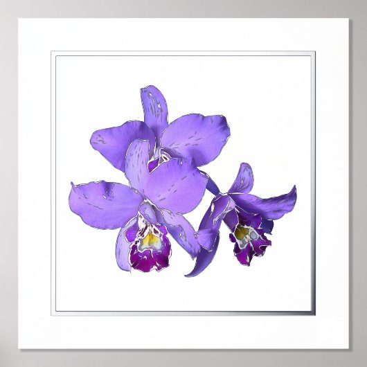 Juist Silver Paars Orchid Group Print Poster (Voorkant)