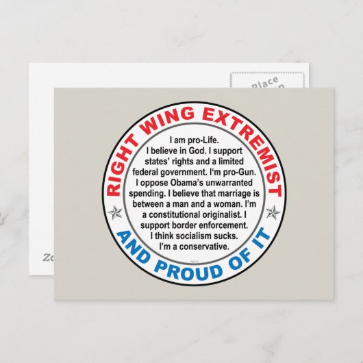 Juist Wing Extremist Briefkaart (Voorkant / Achterkant)