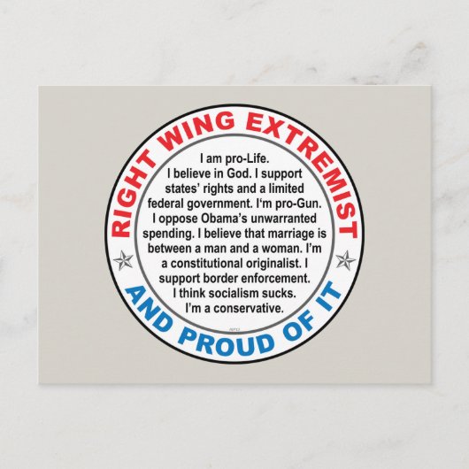 Juist Wing Extremist Briefkaart (Voorkant)