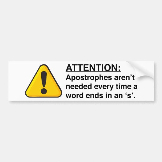 Juiste Apostrophe-gebruikskaart Bumpersticker (Voorkant)