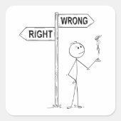 Juiste verkeerde illustratie Square Sticker (Voorkant)