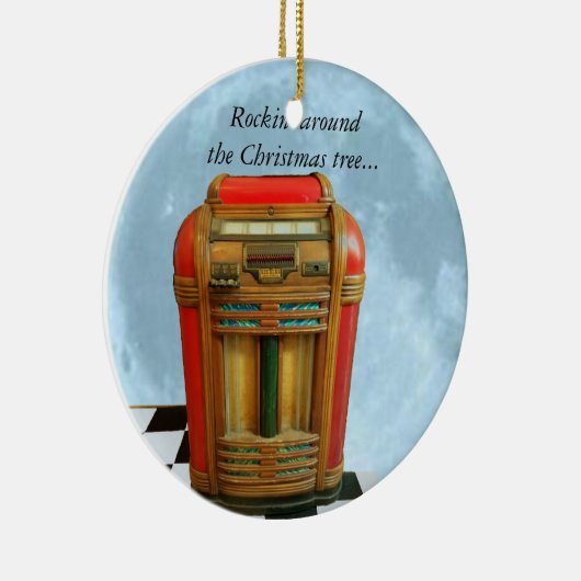 Juke Box en Blue Moon Retro Keramisch Ornament (Rechts)