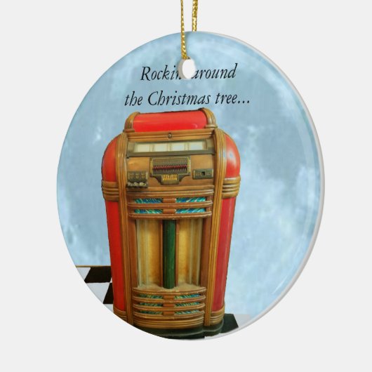 Juke Box en Blue Moon Retro Keramisch Ornament (Links)