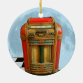 Juke Box en Blue Moon Retro Keramisch Ornament (Achterkant)