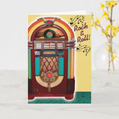  Juke Box Retro Verjaardag Kaart (Gele Bloem)