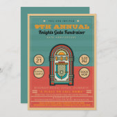 Juke Box Sock Hop Party Invitation Flyer Kaart (Voorkant / Achterkant)