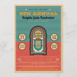 Juke Box Sock Hop Party Invitation Flyer Kaart