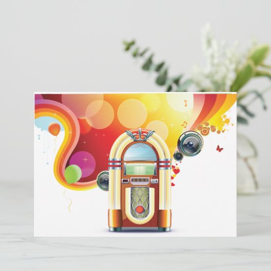 Juke Box Uitnodigingen (Staand voorkant)