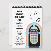 Jukebox 50's Uitnodiging voor verjaardagsfeestje (Voorkant)