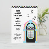 Jukebox 50's Uitnodiging voor verjaardagsfeestje (Staand voorkant)