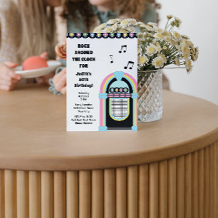 Jukebox 50's Uitnodiging voor verjaardagsfeestje