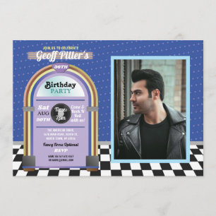 Jukebox Birthday Diner 1950's Blue Music Foto Kaart