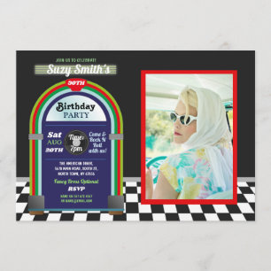 Jukebox Birthday Diner Fifties Retro Foto 1950 Kaart