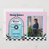 Jukebox Birthday Diner Fifties Retro Music Foto Kaart (Voorkant)