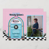 Jukebox Birthday Diner Fifties Retro Music Foto Kaart (Voorkant / Achterkant)