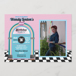 Jukebox Birthday Diner Fifties Retro Music Foto Kaart