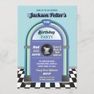 Jukebox Birthday Music Blue Diner Fifties Retro Kaart
