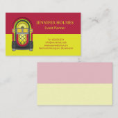 Jukebox Event Planner Rood Gele Strepen Visitekaartje (Voorkant / Achterkant)