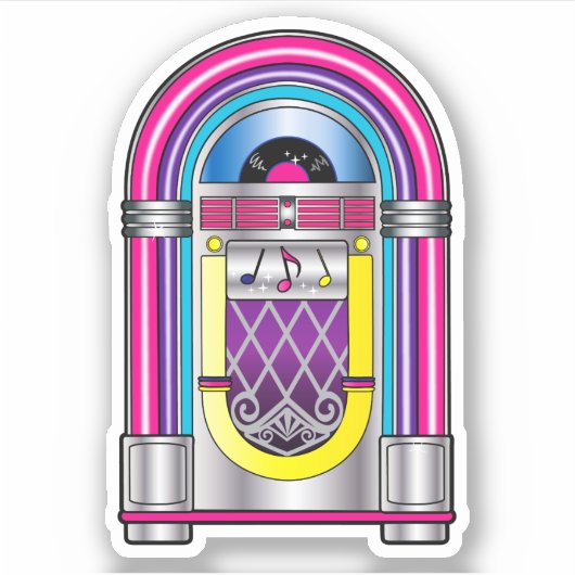 Jukebox in kleuren sticker (Voorkant)
