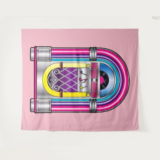 Jukebox in kleuren wandkleed (Voorkant (horizontaal))