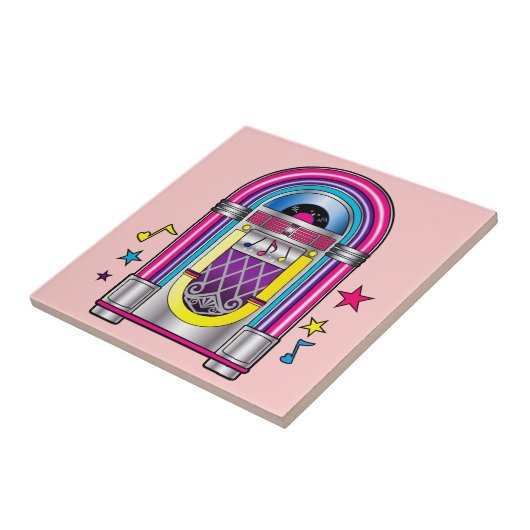 Jukebox met sterren en noten tegeltje (Zijkant)