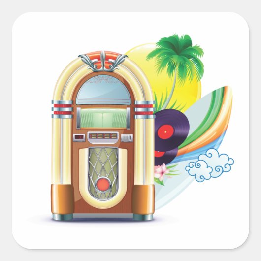 Jukebox Music Vierkante Sticker (Voorkant)